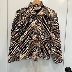Vintage-Inspired Animal Print Blazer - Multicolor